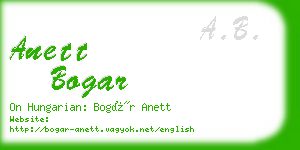 anett bogar business card